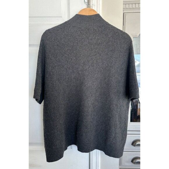 Griffen Cashmere Sweater Womens XS Gray Short Sleeve Oversized Full Zip - Picture 4 of 5